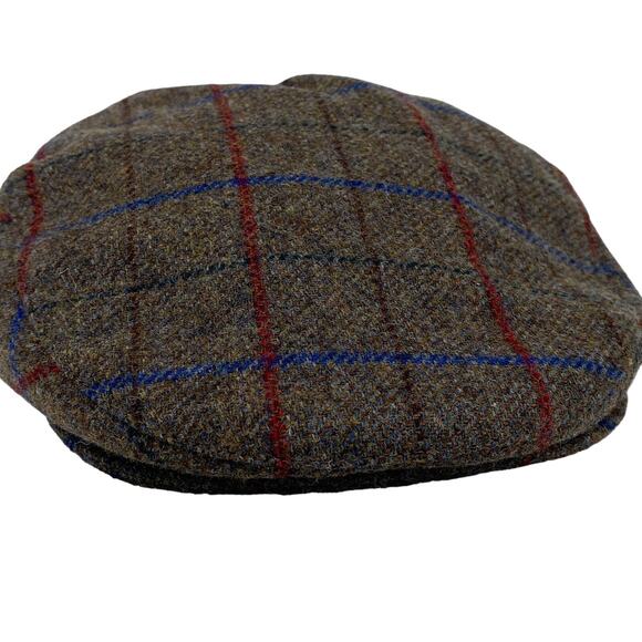 Failsworth Cap 6 3/4 Cambridge Plaid Brown Red Blue 100% Wool NWOT - Picture 9 of 11